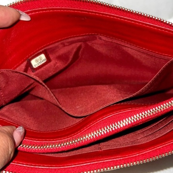 👑✅PRICE FIRM✅ AUTHENTIC Chanel Red Boy Lambskin Clutch - Picture 10 of 17